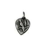 Sterling Silver Heart Charm with Bird 1940's