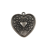 Sterling Heart Charm Pendant Floral