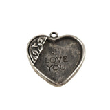 Sterling Heart Charm Pendant I Love You