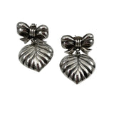 Sterling  Silver Fluted Heart Dangle Earrings Vintage