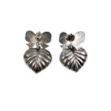 Sterling  Silver Fluted Heart Dangle Earrings Vintage