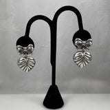 Sterling  Silver Fluted Heart Dangle Earrings Vintage