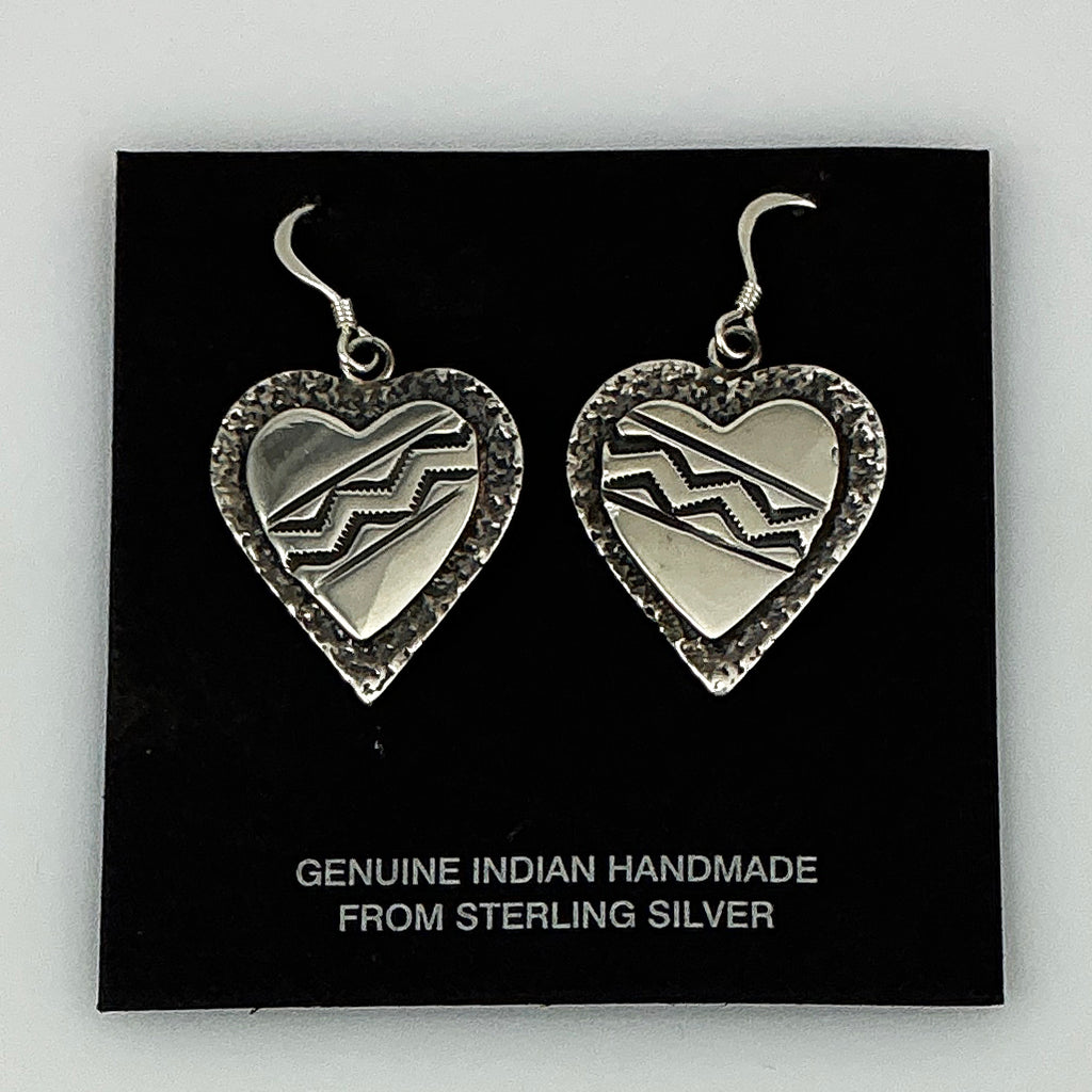Sterling Silver Heart Native American Earrings by Ronnie Henry