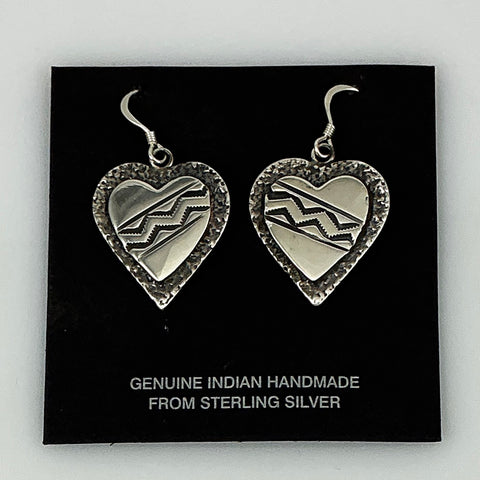 Sterling Silver Heart Native American Earrings by Ronnie Henry