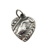 Sterling Heart Charm With Clasped Hands Victorian
