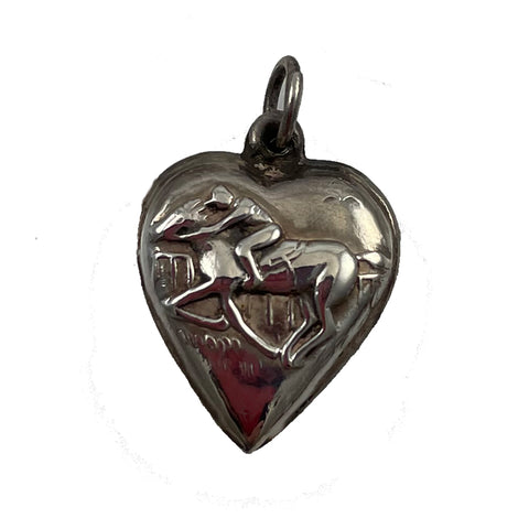 Sterling Puffy Heart Horse Charm Victorian
