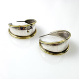 Sterling Silver & Brass Hoop Earrings Mexico