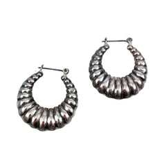 Large Sterling Silver Shrimp Hoop Earrings
