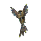 Italian Plique-á-Jour Hummingbird Brooch Enamel Sterling