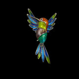 Italian Plique-á-Jour Hummingbird Brooch Enamel Sterling