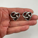 Large Sterling Silver Knot Earrings with 14K gold posts