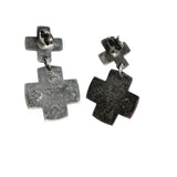 Lapis Sterling Cross Pierced Earrings Vintage