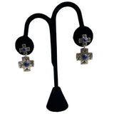 Lapis Sterling Cross Pierced Earrings Vintage