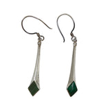 Sterling & Malachite Drop Pierced Earrings Vintage