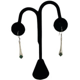 Sterling & Malachite Drop Pierced Earrings Vintage