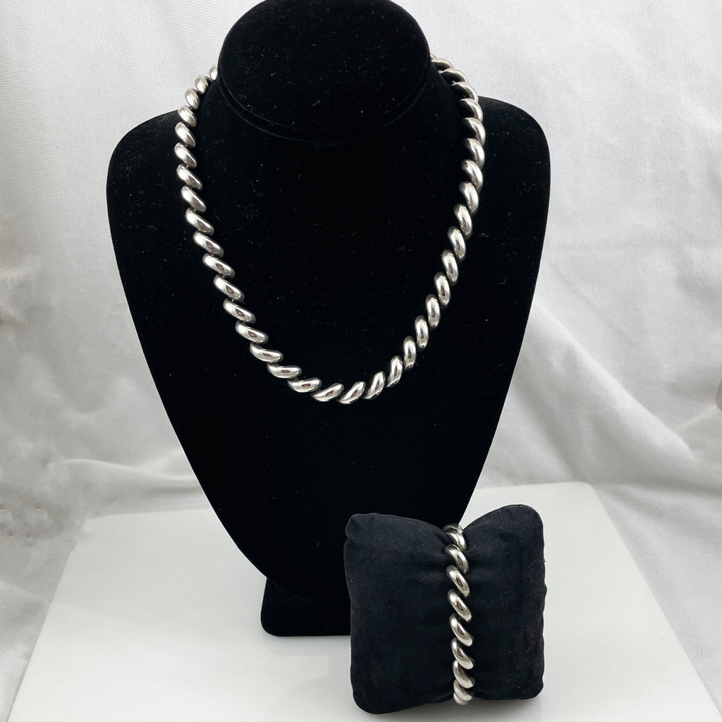 Sterling Silver San Marino Necklace Bracelet Set Italian