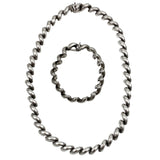 Sterling Silver San Marino Necklace Bracelet Set Italian 9mm