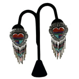 Multi-Gemstone Heart Native American Earrings