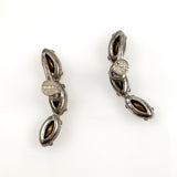 Art Deco Rhinestone Sterling Silver Earrings Clip On