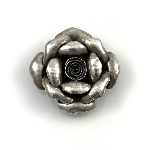 Sterling Silver Artisan Rose Flower Pendant