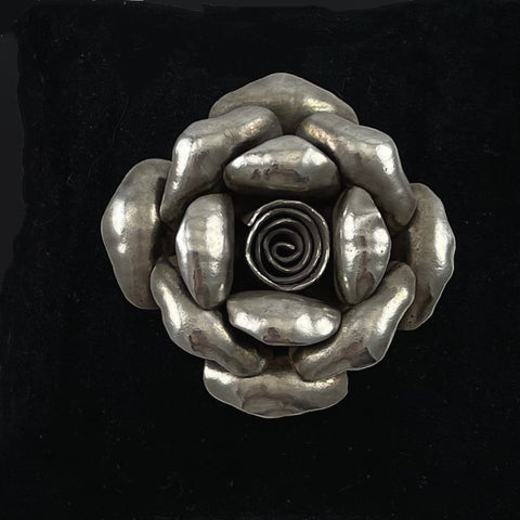 Sterling Silver Artisan Rose Flower Pendant