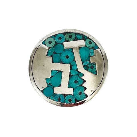Sterling & Turquoise Mexican Pendant Brooch Vintage