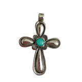 Native American Sterling Silver & Turquoise Cross Pendant Signed AP