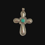 Native American Sterling Silver & Turquoise Cross Pendant Signed AP