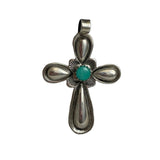 Native American Sterling Silver & Turquoise Cross Pendant AP