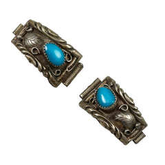 Turquoise & Silver Watch Band Tips Navajo