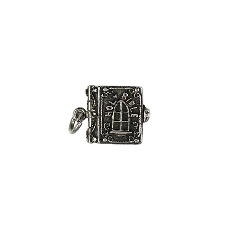 Sterling Silver Holy Bible Charm Opens