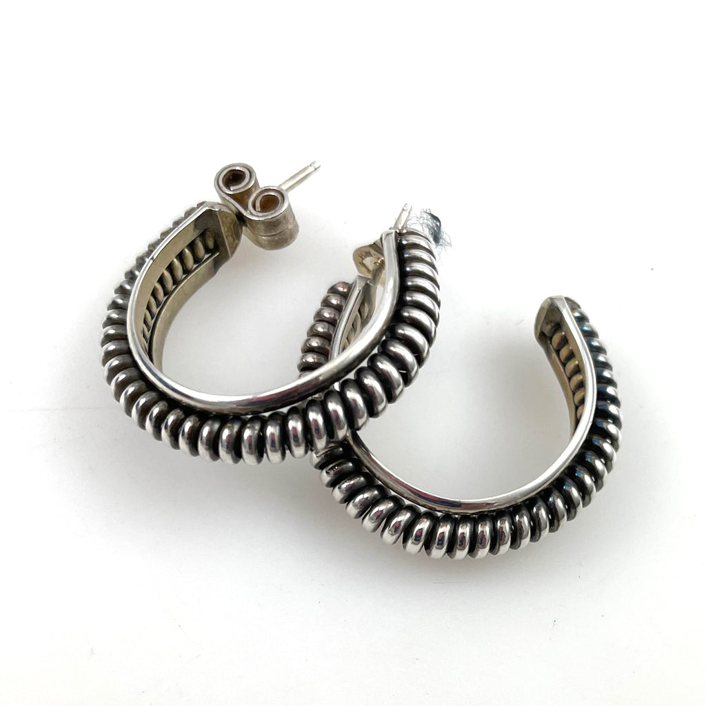 Sterling Silver Twist Hoop Earrings Vintage