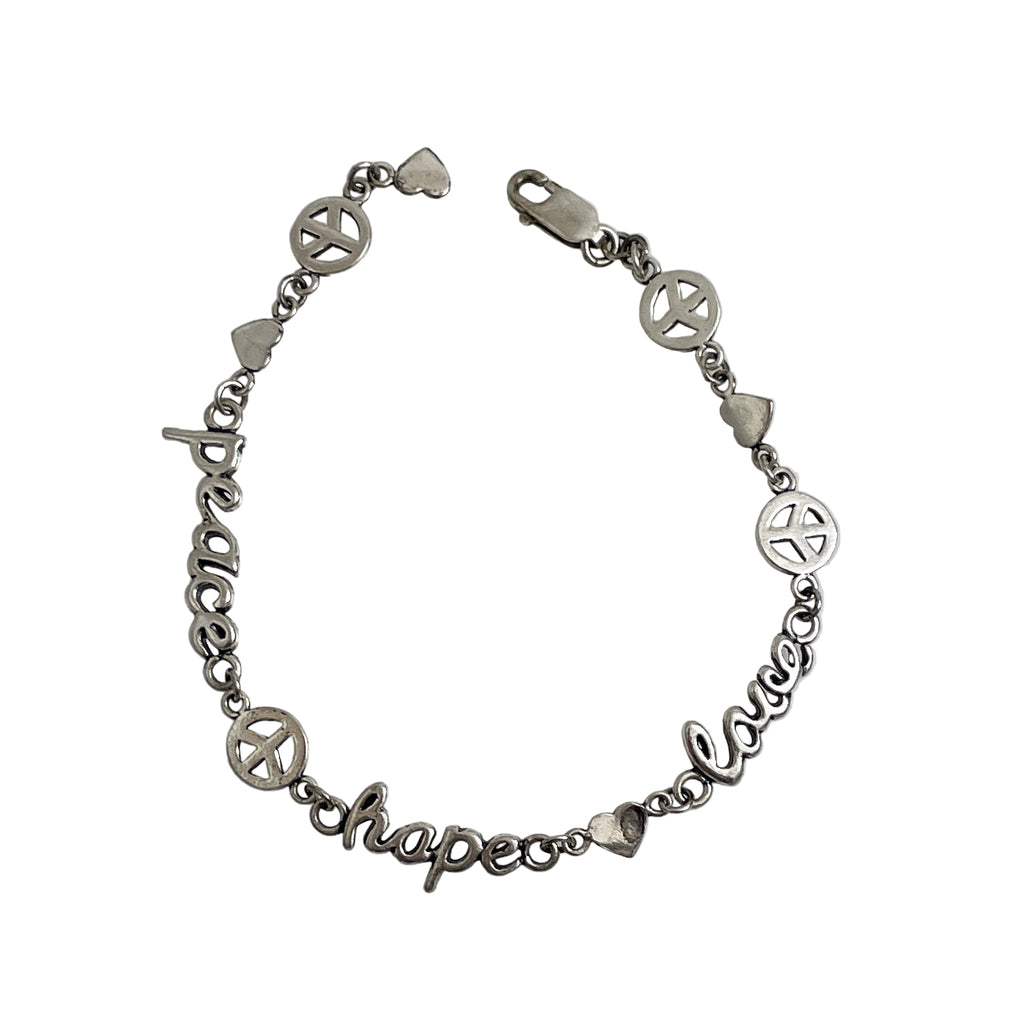 Sterling Silver Peace Love Hope Bracelet