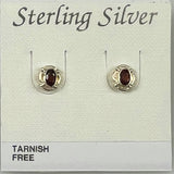 Sterling Silver Garnet Stud Earrings