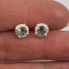 Sterling Silver Amethyst Stud Earrings