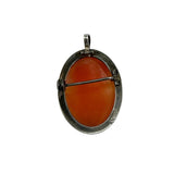 Antique Shell Cameo Sterling Silver Brooch by Giovanni Apa Back