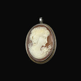 Antique Shell Cameo Sterling Silver Brooch by Giovanni Apa