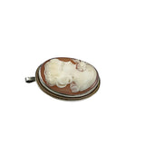 Antique Shell Cameo Sterling Silver Brooch by Giovanni Apa