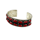 Sterling Silver Red Coral Cuff Native American Unisex