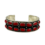 Sterling Silver Red Coral Cuff Native American Unisex