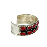 Sterling Silver Red Coral Cuff Native American Unisex