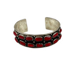Sterling Silver Red Coral Cuff Native American Unisex