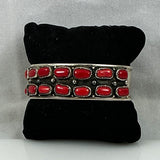 Sterling Silver Red Coral Cuff Native American Unisex