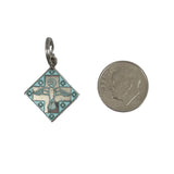 Turquoise Enamel Cross Sterling Silver Pendant