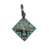Turquoise Enamel Cross Sterling Silver Pendant