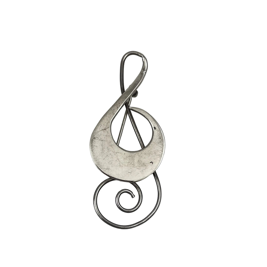 Mexican Sterling Silver Musical Brooch- Signed Vintage