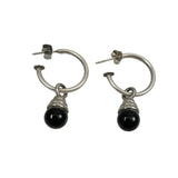 Sterling Silver Black Onyx Dangle Earrings Vintage