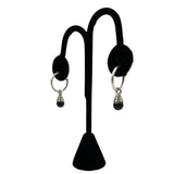 Sterling Silver Black Onyx Hoop Earrings Vintage