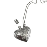 Vintage Sterling Silver Heart Perfume Bottle Necklace by LEX