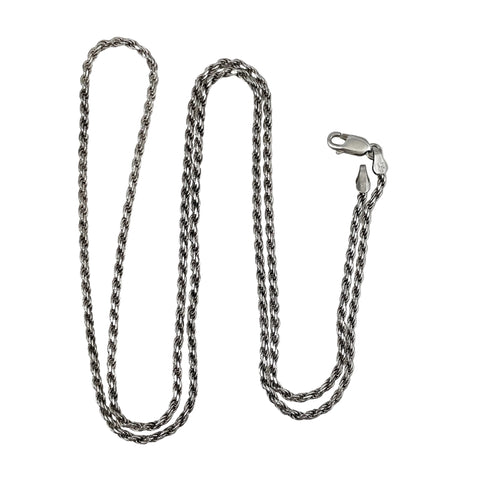 Italian Sterling Silver Rope Chain Necklace 30 inches
